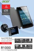 Acer Liquid Z200 Black+ Flip Case+ Sensal Smartphone Windscreen Holder