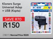 Kloners Surge Universal Adap+ USB(Kspta)