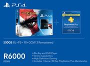 PS4 500GB BL+PS+90+GOW 3 Remastered