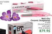 Carmen Wet'n Dry Creamic Straightener(21430)