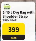 Camp Master 15L Dry Bag With Shoulder Strap-Each
