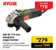 Ryobi 650W 115mm Handyline Angle Grinder