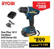Ryobi One Plus 18V Cordless Drill Driver Kit