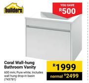 Builders Coral Wall Hung Bathroom Vanity