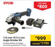 Ryobi 115mm 18V Li-Ion Angle Grinder Kit