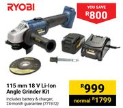 Ryobi 115mm 18V Li-Ion Angle Grinder Kit