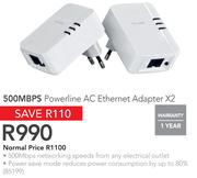 Trendnet 500MBPS Powerline AC Ethernet Adapter X2