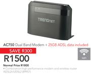 Trendnet AC750 Dual Band Modem+ 25GB ADSL Data Included