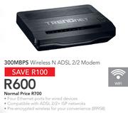Trendnet 300MBPS Wireless N ADSL 2/2 Modem