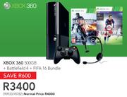Xbox 360 500GB+ Battlefield 4+ Fifa 16 Bundle