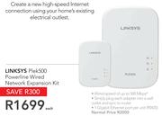 Linksys Plek500 Powerline Wired Network Expansion Kit-Each