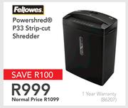 Fellowes Powershred P33 Strip-Cut Shredder