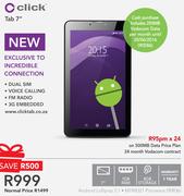 Clicks Tab 7"-On 500MB Data Price Plan