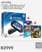 PS Vita+ 8GB Memory Card+ LEGO Action Heroes Pack+ Lego Lord Of The Rings
