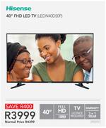 Hisense 40" FHD LED TV LEDN40D50P