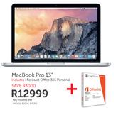 Apple MacBook Pro 13" Including Microsoft Office 365 Personal