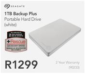 Seagate 1TB Backup Plus Portable Hard Drive (White)