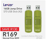 Lexar 16GB Jump Drive S70 USB Stick (X2)