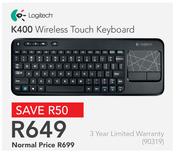 Logitech K400 Wireless Touch Keyboard