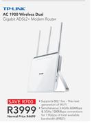 TP-Link AC 1900 Wireless Dual Gigabit ADSL2 + Modem Router