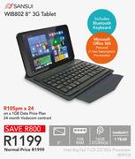 Sansui WIB802 8" 3G Tablet-On A 1GB Data Price Plan