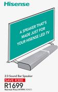Hisense 2.0 Sound Bar Speaker