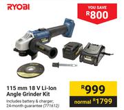 Ryobi 115mm 18V Li-Ion Angle Grinder Kit