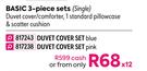 Teddy Basic 3 Piece Duvet Cover Set Blue (Single)