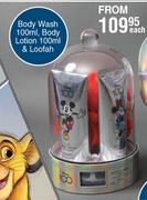 Disney 100 Pack Of Body Wash 100, Body Lotion 100ml & Loofah-Each