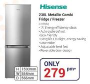 Hisense 230Ltr Metallic Combi Fridge/Freezer H299B