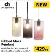 Designhuose Ribbed Glass Pendant-Each