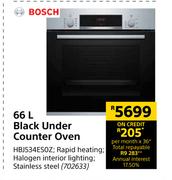 Bosch 66Ltr Black Under Counter Oven HBJ534ESOZ