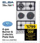 Elba Italian Made 4 Gas Burner & 2 Electric Plate Hob 900mm