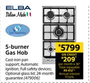 Elba Italian Made 5 Burner Gas Hob