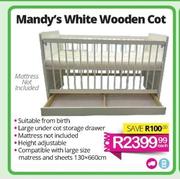 Mandy's White Wooden Cot-Each