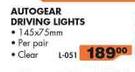 Autogear Driving Lights 145x75mm L-051 Clear-Per Pair