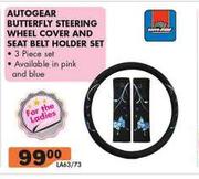 Autogear Butterfly Steering Wheel Cover And Seat Belt Holder Set LA63/73