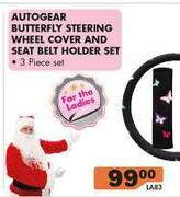 Autogear Butterfly Steering Wheel Cover And Seat Belt Holder Set LA83-3 Piece Set