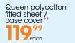 Queen Polycotton Fitted Sheet/Base Cover-Each