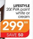 Lifestyle 20ltr PVA White Or Cream Paint