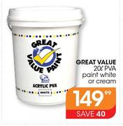 Great Value 20ltr White Or Cream PVA Paint