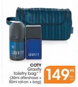 Coty Gravity Toiletry Bag(30ml Aftershave + 50ml Roll-On + Bag)-Per Set