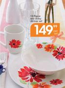 12-Piece Red Daisy Dinner Set-Per Set