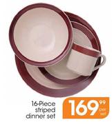 16-Piece Striped Dinner Set-Per Set