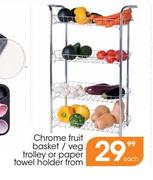 Chrome Fruit Basket/Veg Trolley Or Paper Towel Holder-Each