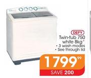 Defy 8kg White Twin-Tub 750 