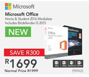 Microsoft Office Home & Student 2016 Medialess Includes Bitdefender IS 2015