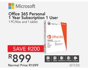 Microsoft Office 365 Personal 1 year Subscription 1 User
