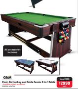 GNM Pool, Air Hockey & Table Tennis 3 In 1 Table-Each
