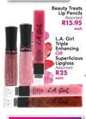 L.A Girl Triple Enhancing or Superlicious Lipgloss Assorted-Each